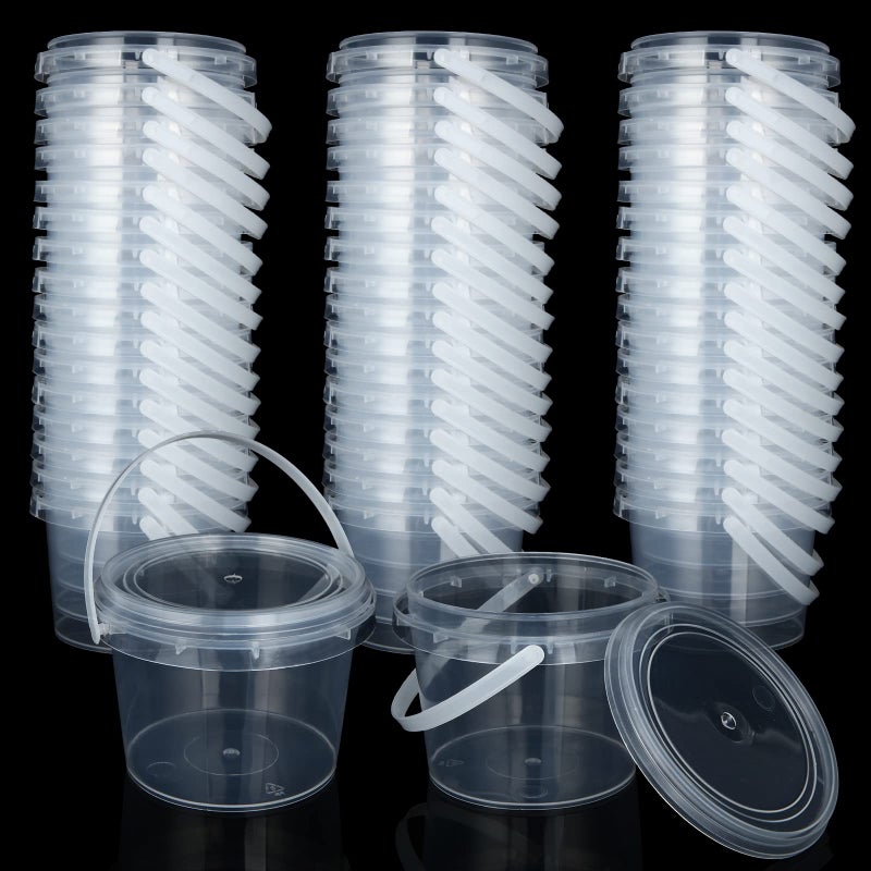 ZOEYES 50 PCS 10 oz Slime Containers with Lids and Handles  Plastic 300ml Storage Bucket Containers  Clear Slime Storage Case for Slime DIY Art Craft  Pigment  Small Tools  Part Material - Image 1